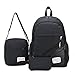 Produktbild Rucksack FOANA Damen Handtaschen Schultertasche Geldbörse Kartenhalter Tasche Set 3pc (Schwarz 2)