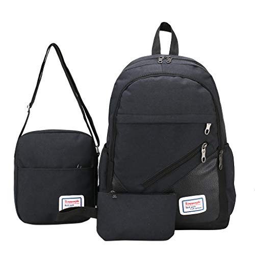 Preisvergleich Produktbild Rucksack FOANA Damen Handtaschen Schultertasche Geldbörse Kartenhalter Tasche Set 3pc (Schwarz 2)