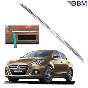 BBM Car Dicky Trim Garnish Diggi Silver Chrome Line Stainless Steel for Boot Show Compatible with Maruti Suzuki Dzire, Model 2019 2020 2021