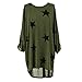 Produktbild SEWORLD 2018 Damen Mode Sommer Herbst Übergröße Fledermausärmel Stars Drucken Baggy Tunika Tops Bluse(Grün,XXL)