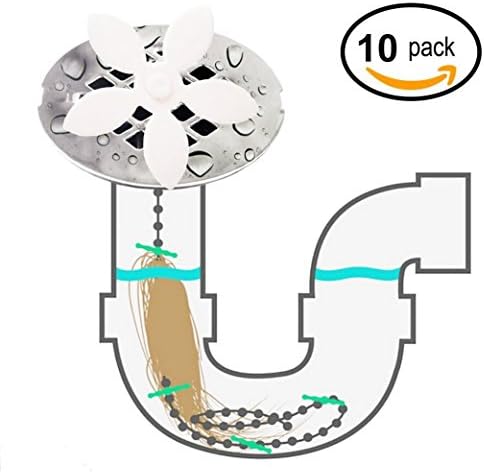Ann Arbor Shower Drain Hair Catcher 10 Pack whth EXTER 30PC Drain Mesh Filter - Never Clean a Clogged Drain Again