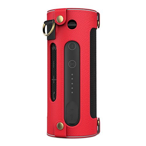 MoKo JBL Flip 3 Lautsprecher Hülle Abdeckung, Premium PU Leder Schutzhülle Tasche Case mit Handschlaufe und Karabiner für JBL Flip 3 Bluetooth Wireless Speaker, Rot