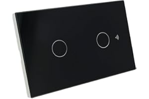 LEDLUX Interruttore Da Parete WiFi, 3 In 1 WiFi 2.4G + RF 433 Mhz + Tasto Touch, Compatibile Con Amazon Alexa e Google Home, Pannello Smart Intelligente Per Scatola 503 Italiana (Nero, 2 Tasti Touch)