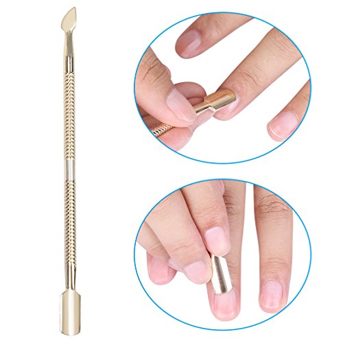 Elite99 Nail Perfection Steel Dual Pusher Cuticle Remover Stainless Steel Double End Manicure Pedicure Nails Cleaner Scraper Tool Gold