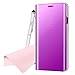 Produktbild Dfly Huawei Mate 10 Lite Spiegel Überzug Flip Hülle, Premium Fensteransicht Transluzent Ultra Dünn Hartes Anti-Scratch Stoßfest Vertikal Case Schutzhülle für Huawei Mate 10 Lite (5,9 Zoll), Lila