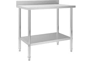vidaXL Mesa Trabajo Cocina y Salpicadero Estantes Almacenamiento Preparar y Almacenar Comida Garajes Bares Restaurantes Escuelas Acero Inoxidable 100x60x93 cm