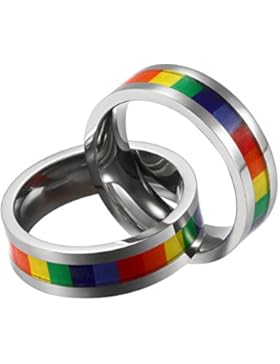 JewelryWe Schmuck Unisex Herren Damen Halskette, Edelstahl Regenbogen Homosexuell Gay Lesbian Stolz LBGT doppelte...