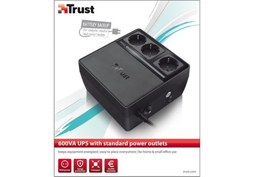 Trust 600VA UPS With Standard Power Outlets 18162 Computing Accessories: Other schwarz - 3
