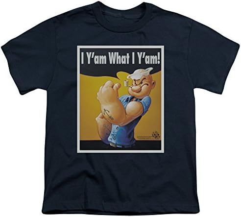 Popeye Boys' I Can Do It Youth T-shirt Youth X-Large Navy
