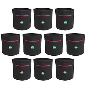 TrustBasket Happy Roots The Breathable Fabric which Means Good Drainage and Aeration Grow Bags Large Size - Set of 10 (Length 10inch, Width 10inch)
