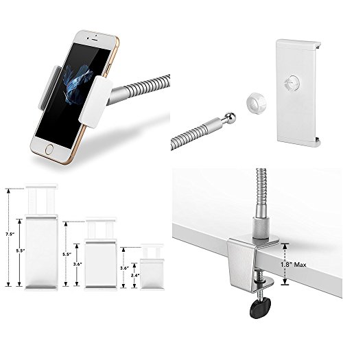abovetek Heavy Duty Aluminium Schwanenhals Tablet Arm iPad iPhone Schreibtisch Halterung, mit 3 Klemmen Passform 8,9 cm ~ 25,4 cm iPad mini Air iPhone 6 6S + 7 7 Plus Samsung Galaxy S7 Note5, solider Boden Leicht Bend stark und flexibel Arm, Best Tablet Handy Desktop Ständer für Büro Küche Bett - 4