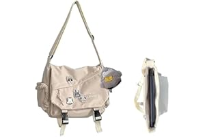 Inshere Aesthetic Crossbody Bag, Cute Messenger Bag for Women Men, Y2K Japanese Kawaii Bag with Cute Pins and Ornament