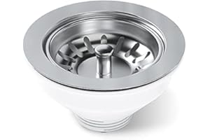 ‎AQUADE AQUADE Siebkorbeinsatz 114mm Siebkorbventil 3 1/2 Ablaufgarnitur Siebkorb Korbventil Stößelventil Unverschließbar Siebkörbchen für Küchenspüle Spüle