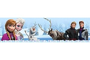 1art1 Die Eiskönigin Olaf, Sven, Anna, Kristoff, ELSA, Hans, Disney Bordüre Tapeten-Borte Selbstklebend 500x10 cm