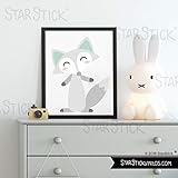 laminas nordicas infantiles para imprimir Marco no incluído Lámina decorativa - Zorro estilo nórdico - A4-210 x 297 mm