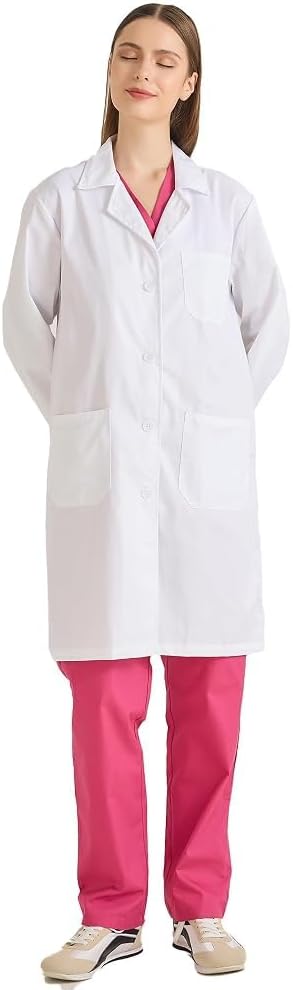 Bata de Laboratorio Mujer Larga 1838 | Bata Médica Blanca con Cinturón Trasero, 190 g/m², - Mise en situation et utilisation