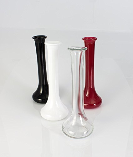 Stielblumenvase / Blumenvase KOBY, weiß, 25cm, Ø9,5cm – Einzelblumen Vase / Tischvase - 5