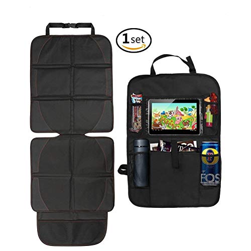 Preisvergleich Produktbild Queta Autositzauflage, Auto-Rücksitz-Organizer Kindersitzunterlage mit Schaumstoff und praktischen Rücksitz-Taschen, Autositzschoner Universalgröße
