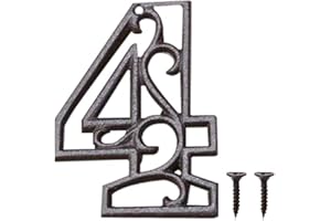 Zayookey Metal Numbers Numeri Civici in Ferro Colato Neri Numero Porta Esterno Numero di Indirizzo Rustico Vintage per Porte, Pareti, Indirizzi di Casa (Numero 4)