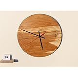 Uhr Wanduhr aus gestockter Buche Holz konvex lautlos Durchmesser 32cm
