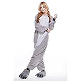 Free Fisher Damen/ Herren Schlafanzug Pyjama, Tier Kostüm, Koala Grau, Gr. L (Körpergröße 170-178 CM) -