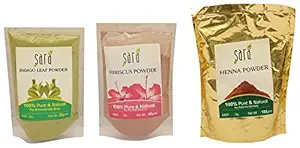 Sara Combo of Henna Powder, Hibiscus Powder and Indigo Powder, 150 g
