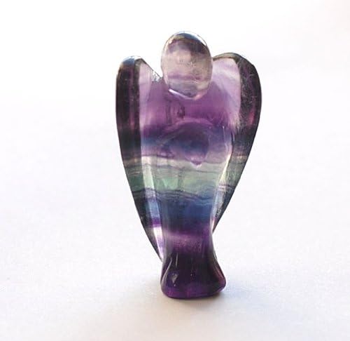 Angel in hand carved Rainbow Fluorite Crystal- Psychic aid 50mm