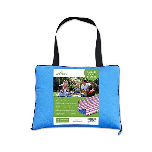Roebury Outdoor Picknickdecke für die Ganze Familie 140 x 180 cm – Wärmeisoliert & Wasserdicht mit Tragegriff. Campingdecke Stranddecke Reisedecke für Jeden Untergrund - 5