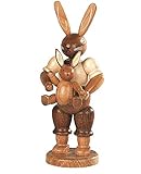  Mueller Osterhase Hasenvater mit Kind, 11 cm hoch, natur, original Erzgebirge Seiffen
