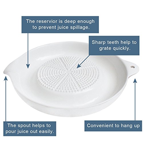 Sweese 3602 Ingwerreibe, Stabile Porzellan Ingwer Reibe Küchenreibe Obstreibe Wasabireibe vegan gingergrater, 11 x 9 x 2 cm weiß - 4