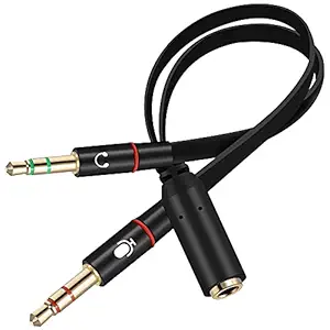 DOCA Gold Plated 3.5mm 2 Male to 1 Female Headphone Earphone Mic Audio Y Splitter Adapter Cable for PC Laptop