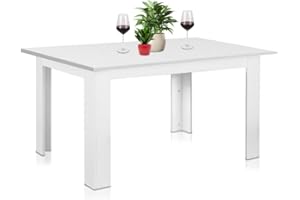 Shally Dogan Tavolo Allungabile Sala da pranzo Bianco da 90 x 60 cm a 120 x 60 cm, Design Moderno, Estensibile Salvaspazio, Ideale per Sala Pranzo, Soggiorno, Cucina, Arredamento Interno, (Bianco)