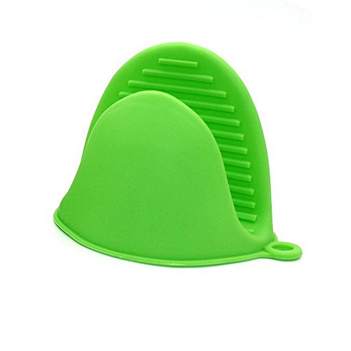 DaoRier Ofenhandschuhe Mini Silikon Mini-Topf Halter Kochen Pinch Grips Wärmedämm Handschuhe Anti Slip Tresor Handschutz Grill (Grün) - 2