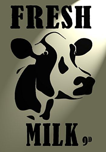 Shabby Chic Stencil Fresh Milk Diary cow Rustic Mylar Vintage A4 297x210mm wall art