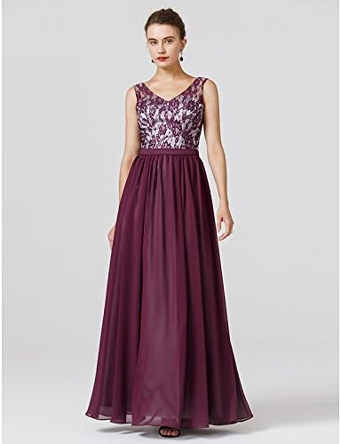 KeKaFu A-Line Princess V-neck Floor Length Chiffon Lace Formal Evening Dress with Sash/Ribbon Pleats by TS,Mint Green,US 6/UK 10/EU 36