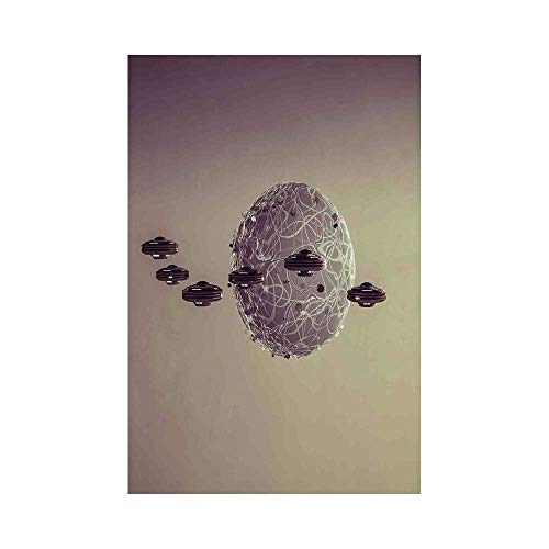 Polyester Garden Flag Outdoor Flag House Flag Banner,Galaxy,Small Planet under Ufo Attack Death Star Fantastic Fictional Outer Space War Pattern,Brown Gray,for Wedding Anniversary Home Outdoor Garden