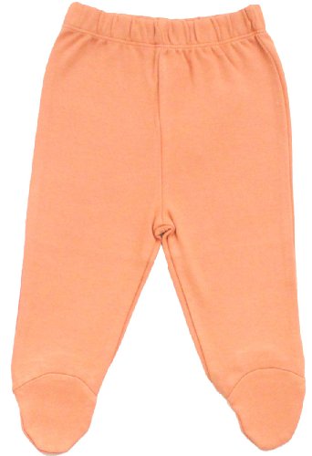 Organic Cotton Baby Pants with Feet GOTS Certified Unisex Clothes (Orange, 3-6m)