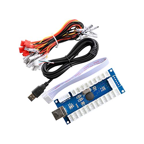 Reyann 2 Player LED USB PC MAME Cabinet DIY Kit for Arcade Fighting Games   2x No Delay LED PC Encoders   2x Joysticks   20x LED Illuminated Push Buttons by Reyann