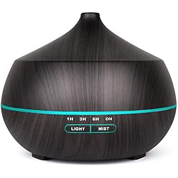 Tenswall 400ml Diffuseur d'Huiles Essentielles, Très Silencieux Humidificateur Ultrasonique Sans BPA avec 7 Couleurs Lumières LED pour la Maison, Yoga, Bureau, SPA, Chambre