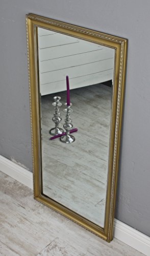 elbmöbel 100x50cm Spiegel gold Landhaus Holz Wandspiegel barock Badspiegel Standspiegel - 4