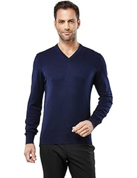 Vincenzo Boretti Herren Pullover - klassischer Strickpullover mit V-Ausschnitt, tailliert/slim-fit