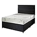 Produktbild Happy Beds Visco 2000 orthopädischen Memroy Foam Regular Matratze mit abnehmbarer Bezug mit Reißverschluss/Stoff, schwarz UK King Size Diwan Bettgestell/2 Schubladen an derselben Seite/liniert Kopfteil,, 150 x 200 cm, schwarz