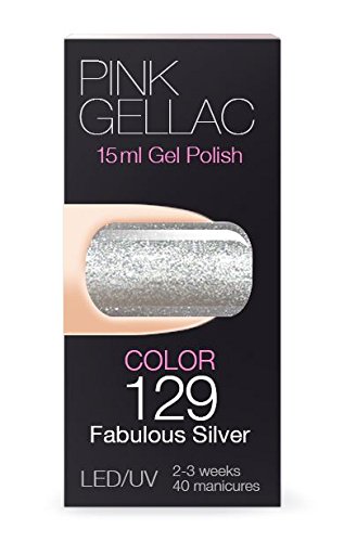Pink Gellac Gel-Nagellack, Farbe 129 Fabulous Silver, UV-/LED-härtend, 15 ml - 4