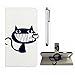 Produktbild iPhone 7 Hülle Handytasche, MUTOUREN 2 in 1 Zubehör für iPhone 7 (4.7 Zoll) Slim PU Tasche Klapp Flip Folding Magnetisch PU Leder Flip Cover Tasche mit Kartensteckplatz Brieftasche Hinterschale Kartenschlitz + Metall Stift Stylus - Glücklich Katze
