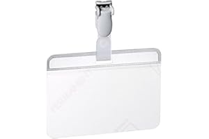 Durable Self-Laminating Name Badge 54 x 90 mm with Plastic Clip Transparent | Pack of 25 Badges | Ideal for Business and ID Cards