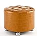Produktbild CMDDYY Sofa-Hocker Fußhocker, Massive Farbe rund PU Leder schuhbank, Schlafzimmer Sitz Couchtisch Hocker Größe 40x40x30CM,Yellow