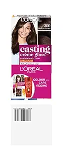 LOreal Paris Casting Creme Gloss Hair Color, Darkest Brown 300, 87.5g+72ml with LOreal Paris Colour Protect Protecting Shampoo, 175ml Free