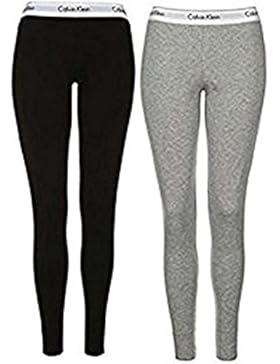 Calvin Klein Damen Leggings 2er Set schwarz grauunderwear Damen Schlafanzughose MODERN COTTON (M)
