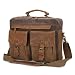 Produktbild Umhängetasche Herren Messenger Bag Leder Arbeitstasche Wasserdichte Canvas Aktentasche Vintage Laptop Tasche Groß 15.6 Zoll Notebooktasche - Braun
