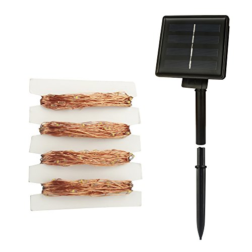 Solar Lichterkette,LED Kupfer Lichterkette, ALED LIGHT 200 LED 20 Meter Lichterkette Wasserfest String Beleuchtung Ambiente für Außen Landschaft, Terrasse, Garten, Schlafzimmer, Camping, Weihnachtsfest, Hochzeit [Energieklasse A+] (Warmweiß) - 4